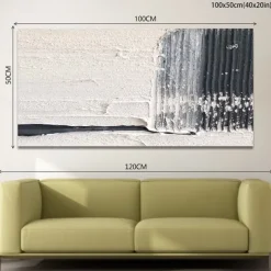 Oil Painting Handmade Hand Painted Wall Art Black-White Abstract Canvas Painting Home Decoration Decor Stretched Frame Ready to Hang