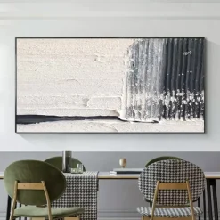 Oil Painting Handmade Hand Painted Wall Art Black-White Abstract Canvas Painting Home Decoration Decor Stretched Frame Ready to Hang