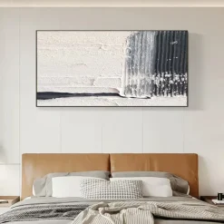 Oil Painting Handmade Hand Painted Wall Art Black-White Abstract Canvas Painting Home Decoration Decor Stretched Frame Ready to Hang