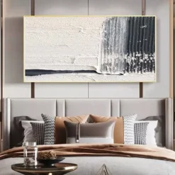 Oil Painting Handmade Hand Painted Wall Art Black-White Abstract Canvas Painting Home Decoration Decor Stretched Frame Ready to Hang