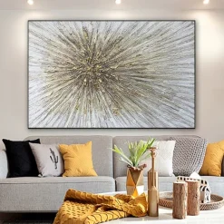 Oil Painting Handmade Hand Painted Wall Art Abstract Style Texture Golden Light Modern Home Decoration Decor Rolled Canvas No Frame Unstretched