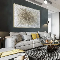 Oil Painting Handmade Hand Painted Wall Art Abstract Style Texture Golden Light Modern Home Decoration Decor Rolled Canvas No Frame Unstretched