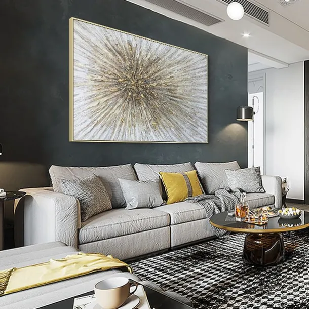 Oil Painting Handmade Hand Painted Wall Art Abstract Style Texture Golden Light Modern Home Decoration Decor Rolled Canvas No Frame Unstretched