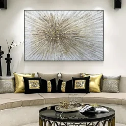 Oil Painting Handmade Hand Painted Wall Art Abstract Style Texture Golden Light Modern Home Decoration Decor Rolled Canvas No Frame Unstretched