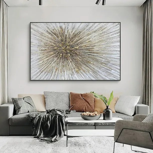 Oil Painting Handmade Hand Painted Wall Art Abstract Style Texture Golden Light Modern Home Decoration Decor Rolled Canvas No Frame Unstretched