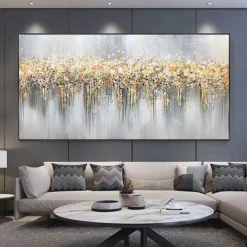 Oil Painting Handmade Hand Painted Wall Art Nordic Abstract Style Golden Horizontal Modern Home Decoration Decor Rolled Canvas No Frame Unstretched