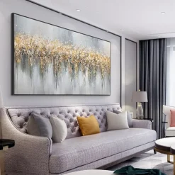 Oil Painting Handmade Hand Painted Wall Art Nordic Abstract Style Golden Horizontal Modern Home Decoration Decor Rolled Canvas No Frame Unstretched