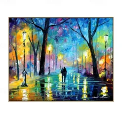 Oil Painting Handmade Hand Painted Wall Art Abstract Blue Tree Night Street Scenery Home Decoration Decor Rolled Canvas No Frame Unstretched