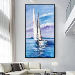 Oil Painting Handmade Hand Painted Wall Art Modern Abstract Sailboat Landscape Home Decoration Decor Rolled Canvas No Frame Unstretched