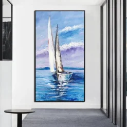 Oil Painting Handmade Hand Painted Wall Art Modern Abstract Sailboat Landscape Home Decoration Decor Rolled Canvas No Frame Unstretched