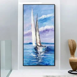 Oil Painting Handmade Hand Painted Wall Art Modern Abstract Sailboat Landscape Home Decoration Decor Rolled Canvas No Frame Unstretched