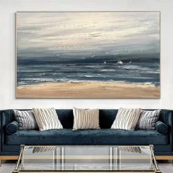Oil Painting Handmade Hand Painted Wall Art Modern Abstract Beach Seascape Home Decoration Decor Rolled Canvas No Frame Unstretched
