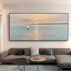 Oil Painting Handmade Hand Painted Wall Art Modern Abstract Sunrise Seascape Home Decoration Decor Rolled Canvas No Frame Unstretched