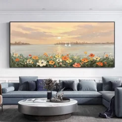 Oil Painting Handmade Hand Painted Wall Art Modern Abstract Sunrise Seascape Home Decoration Decor Rolled Canvas No Frame Unstretched