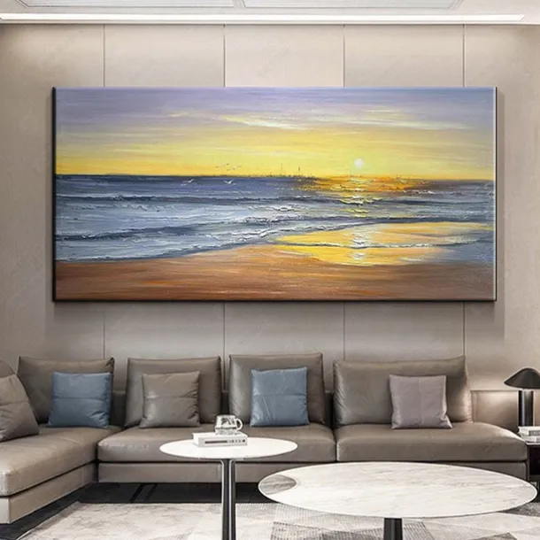 Oil Painting Handmade Hand Painted Wall Art Modern Abstract Sunrise Seascape Home Decoration Decor Rolled Canvas No Frame Unstretched