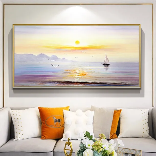 Oil Painting Handmade Hand Painted Wall Art Modern Abstract Sunrise Seascape Home Decoration Decor Rolled Canvas No Frame Unstretched