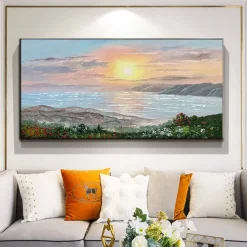 Oil Painting Handmade Hand Painted Wall Art Modern Abstract Sunrise Seascape Home Decoration Decor Rolled Canvas No Frame Unstretched