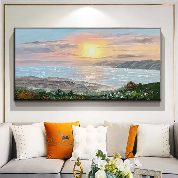 Oil Painting Handmade Hand Painted Wall Art Modern Abstract Sunrise Seascape Home Decoration Decor Rolled Canvas No Frame Unstretched