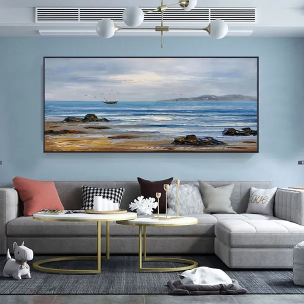 Oil Painting Handmade Hand Painted Wall Art Modern Abstract Sunrise Seascape Home Decoration Decor Rolled Canvas No Frame Unstretched