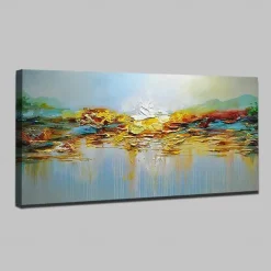 Oil Painting Handmade Hand Painted Wall Art Mountain Lake Landscape Home Decoration Décor Stretched Frame Ready to Hang