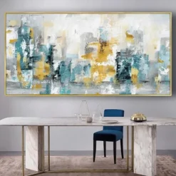 Oil painting handmade Jackson Pollock Blue & Yellow Art Prainting hand painted On Canvas Expressionism Painting Large Abstract oil painting handmade Wall Art For Home decoration