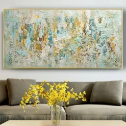 Oil painting handmade Jackson Pollock Blue & Yellow Art Prainting hand painted On Canvas Expressionism Painting Large Abstract oil painting handmade Wall Art For Home decoration