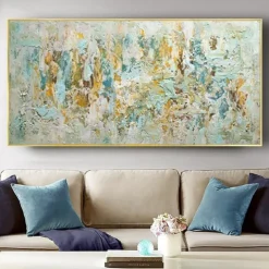 Oil painting handmade Jackson Pollock Blue & Yellow Art Prainting hand painted On Canvas Expressionism Painting Large Abstract oil painting handmade Wall Art For Home decoration