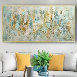 Oil painting handmade Jackson Pollock Blue & Yellow Art Prainting hand painted On Canvas Expressionism Painting Large Abstract oil painting handmade Wall Art For Home decoration
