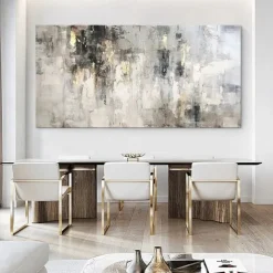 Oil painting handmade Wabi Sabi Painting hand painted Large Beige Art 3D Minimalist Painting on Canvas handpainted 3D Texture gold foil painting Wall Art Neutral Beige Arch Plaster Painting
