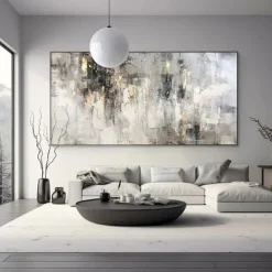 Oil painting handmade Wabi Sabi Painting hand painted Large Beige Art 3D Minimalist Painting on Canvas handpainted 3D Texture gold foil painting Wall Art Neutral Beige Arch Plaster Painting