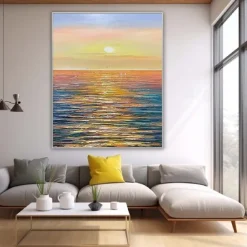 Oil painting handpainted Abstract seascape Paintings On Canvas handmade Rich Textured ocean Painting Modern Wall Art Hand Painted Artwork landscpae painting for Living Room bedroom artwork Wall Decor