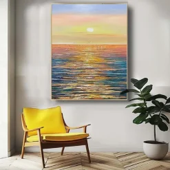 Oil painting handpainted Abstract seascape Paintings On Canvas handmade Rich Textured ocean Painting Modern Wall Art Hand Painted Artwork landscpae painting for Living Room bedroom artwork Wall Decor