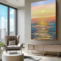 Oil painting handpainted Abstract seascape Paintings On Canvas handmade Rich Textured ocean Painting Modern Wall Art Hand Painted Artwork landscpae painting for Living Room bedroom artwork Wall Decor