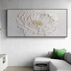 Oil painting handpainted 3D Floral Painting handmade Palette Knife flowers oil painting wall art Large 3D white Textured PaintingModern Decorative Paintings Impressionism Abstract white oil painting