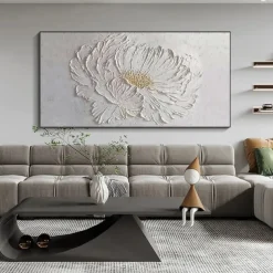 Oil painting handpainted 3D Floral Painting handmade Palette Knife flowers oil painting wall art Large 3D white Textured PaintingModern Decorative Paintings Impressionism Abstract white oil painting