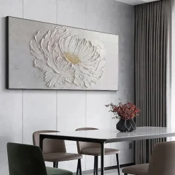 Oil painting handpainted 3D Floral Painting handmade Palette Knife flowers oil painting wall art Large 3D white Textured PaintingModern Decorative Paintings Impressionism Abstract white oil painting