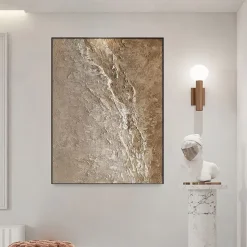 Oil painting Wabi Sabi Painting hand painted Large Beige Art Brown 3D Minimalist Painting on Canvas Brown 3D Texture Wall Art Neutral Beige Arch Plaster Painting