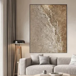 Oil painting Wabi Sabi Painting hand painted Large Beige Art Brown 3D Minimalist Painting on Canvas Brown 3D Texture Wall Art Neutral Beige Arch Plaster Painting
