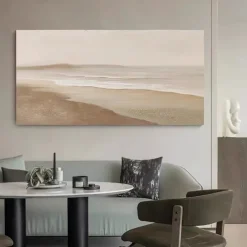 Oil painting Wabi Sabi Painting hand painted Large Beige Art Brown 3D Minimalist Painting on Canvas Brown 3D Texture Wall Art Neutral Beige Arch Plaster Painting