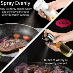 Oil Sprayer for Cooking, 240ml Glass Olive Oil Sprayer Mister, Olive Oil Spray Bottle, Kitchen Gadgets Accessories for Air Fryer, Canola Oil Spritzer, Widely Used for Salad Making, BBQ