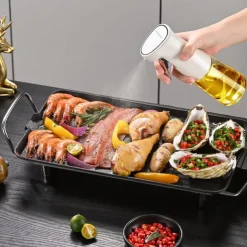 Oil Sprayer for Cooking, 240ml Glass Olive Oil Sprayer Mister, Olive Oil Spray Bottle, Kitchen Gadgets Accessories for Air Fryer, Canola Oil Spritzer, Widely Used for Salad Making, BBQ