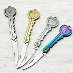 OK Foldable Knife Key Chain Mini Pocket Knife Box Cutter Keychain Pendant Color Handle Decoration