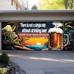 Oktoberfest 2025 Outdoor Garage Door Cover Banner Beer Tropical Beach Large Backdrop Decoration for Holiday Outdoor Garage Door Home Wall Decorations