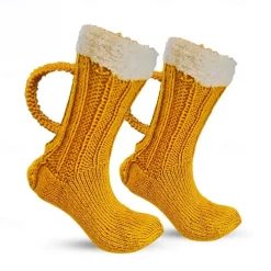 Oktoberfest Beer Mug Socks,Funny Socks Novelty Animal Knit Crocodile Socks, Whimsical Alligator Knitting Cuff Socks, Thick Knit