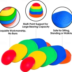 OMNISAFE Kids Balance Stepping Stones - Non-Slip Textured Surface & Rubber Edges Indoor/Outdoor Obstacle Course Toy for Coordination, Strength & Sensory Training
