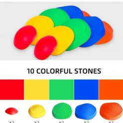 OMNISAFE Kids Balance Stepping Stones - Non-Slip Textured Surface & Rubber Edges Indoor/Outdoor Obstacle Course Toy for Coordination, Strength & Sensory Training