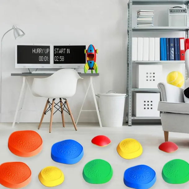 OMNISAFE Kids Balance Stepping Stones - Non-Slip Textured Surface & Rubber Edges Indoor/Outdoor Obstacle Course Toy for Coordination, Strength & Sensory Training