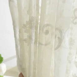 One Panel European Style Embroidered Gauze Curtain Living Room Bedroom Dining Room Semi Transparent Window Screen
