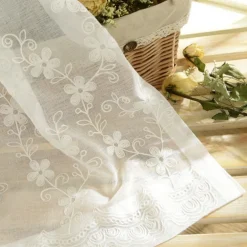 One Panel European Style Embroidered Gauze Curtain Living Room Bedroom Dining Room Semi Transparent Window Screen
