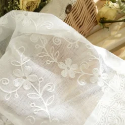 One Panel European Style Embroidered Gauze Curtain Living Room Bedroom Dining Room Semi Transparent Window Screen